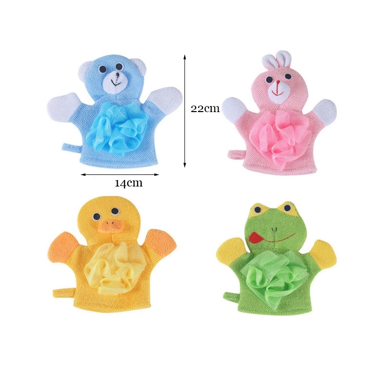 Custom Animal Design Shower & Bathing Scrub Loofah Sponge Exfoliating Scrubber Baby Bath Mitt Gloves for Children Bath Toy