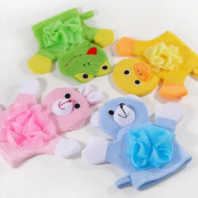 Conception animale personnalisée douche et bain gommage luffa éponge exfoliante épurateur bébé gant de bain gants pour enfants jouet de bain